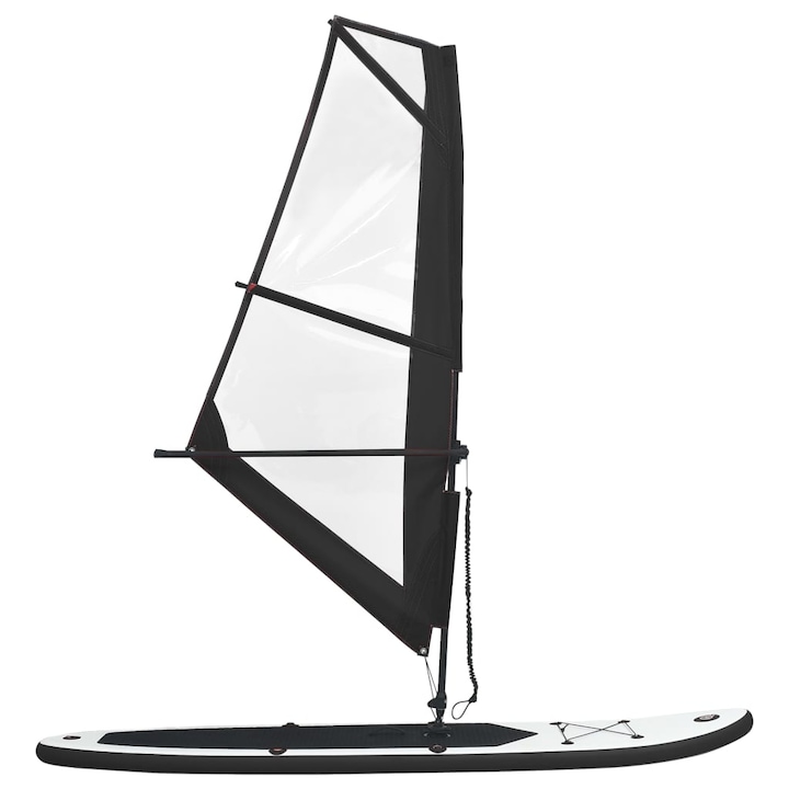 Set de placa SUP gonflabila cu vela vidaXL, PVC, 330 x 72 x 10 cm, Negru/Alb