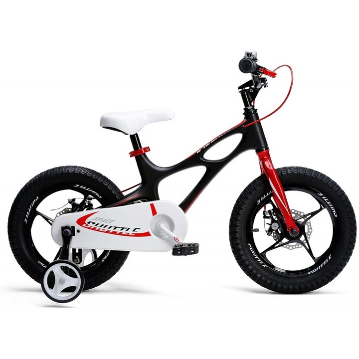 Bicicleta Copii RoyalBaby Space Shuttle, roti 16", roti ajutatoare, frana pe disc Negru