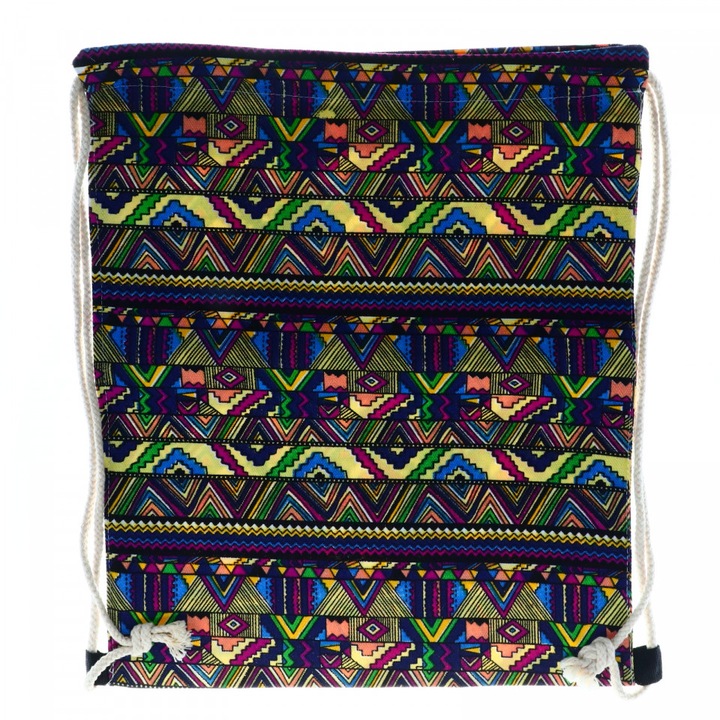 Ruxac din material textil, imprimeu Bucovinenan, 42 x 36 cm, Multicolor