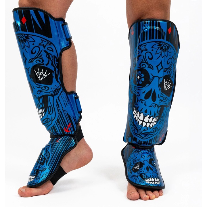 Royal Blue Skull Knockout Shins - S/M