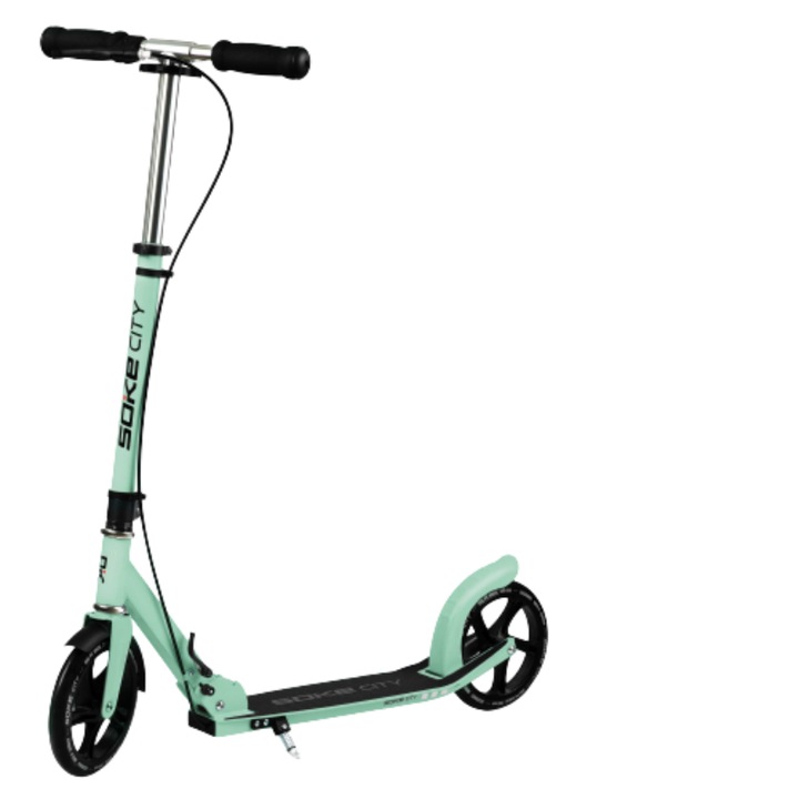 Trotineta clasica, Soke, City, Aluminiu, 3.96 Kg, Greutate maxima utilizator 100 Kg, Verde