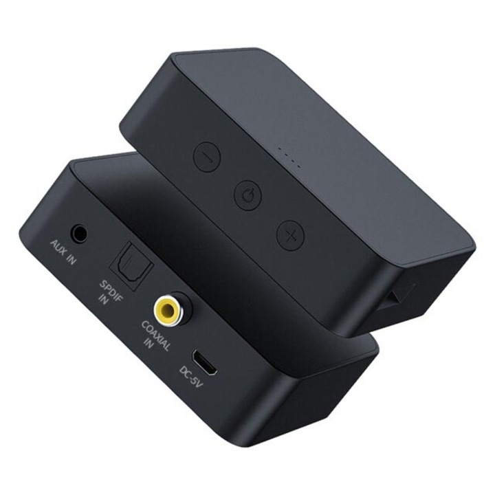 T6 Bluetooth 5.0 audio adó adapter, Optikai; Koaxiális, 3,5mm AUX és TF kártya bemenettel