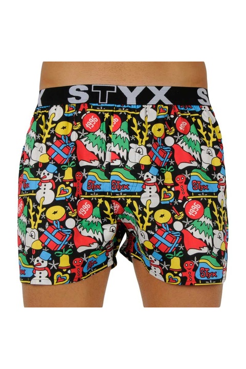 Pantaloni scurti pentru barbati Styx, Model de Craciun, Bumbac, Multicolor, XL