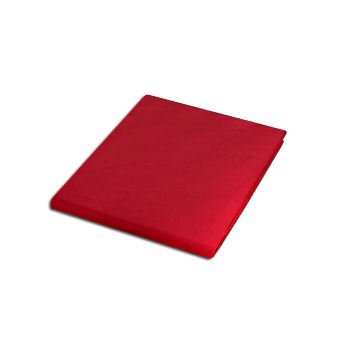 Cearceaf fara elastic Darymex, Bumbac satinat, 200x220 cm, Rosu