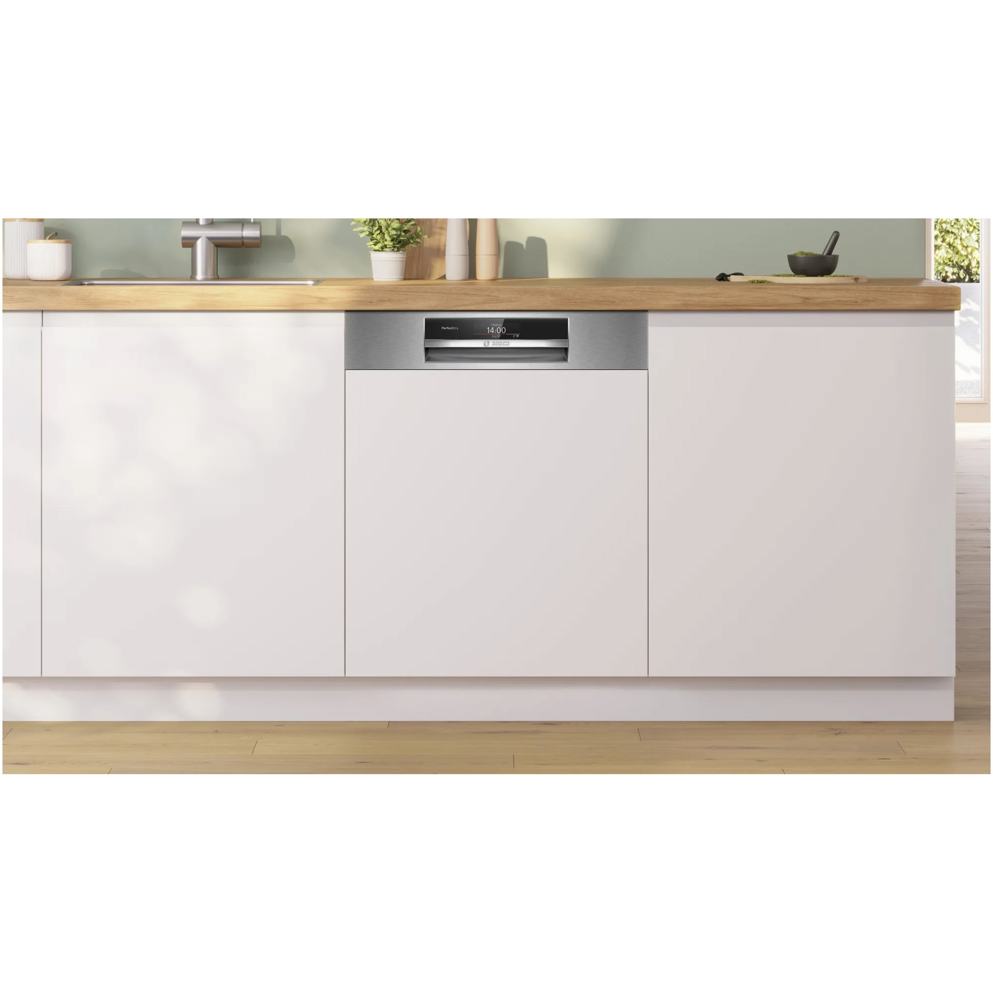Masina de spalat vase semi-incorporabila Bosch SMI8YCS03E, 14 seturi, 8 programe, Clasa B, PerfectDry, Program inteligent, HomeConnect, 60 cm