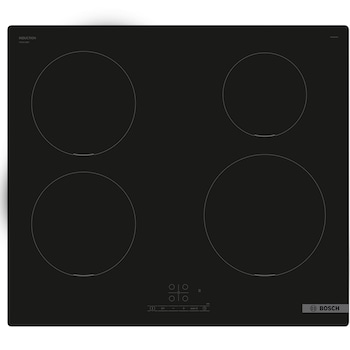 Plita incorporabila Bosch PUE611BB5E, Inductie, 4 zone de gatit, TouchSelect, PowerBoost, ReStart, Temporizator, 60 cm, Negru