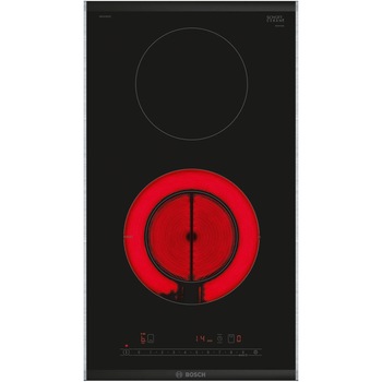 Plita incorporabila Bosch PKF375FP2E, Vitroceramica, 2 zone de gatit, HighSpeed, 30 cm, Negru