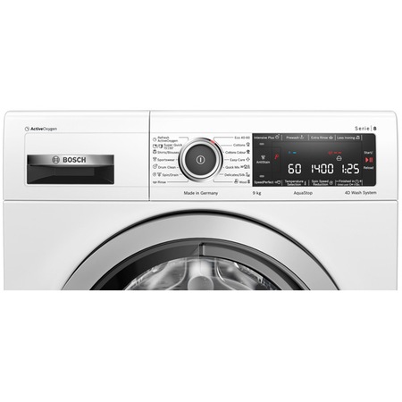 Masina de spalat rufe Bosch WAV28L91BY, 9 kg, 1400 RPM, Clasa B, ActiveOxygen, EcoSilence Drive, SpeedPerfect, Spalare 4D, Alb