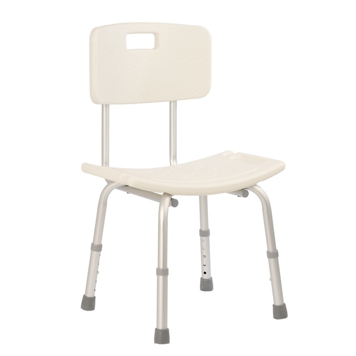 Scaun de baie/dus cu sezut curbat si spatar, din aluminiu, reglabil pe inaltime, CMX-798L