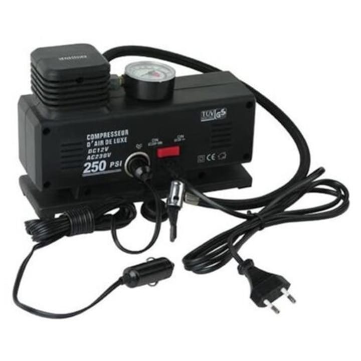 Compresor auto cu manometru, alimentare 12V/220V 120W