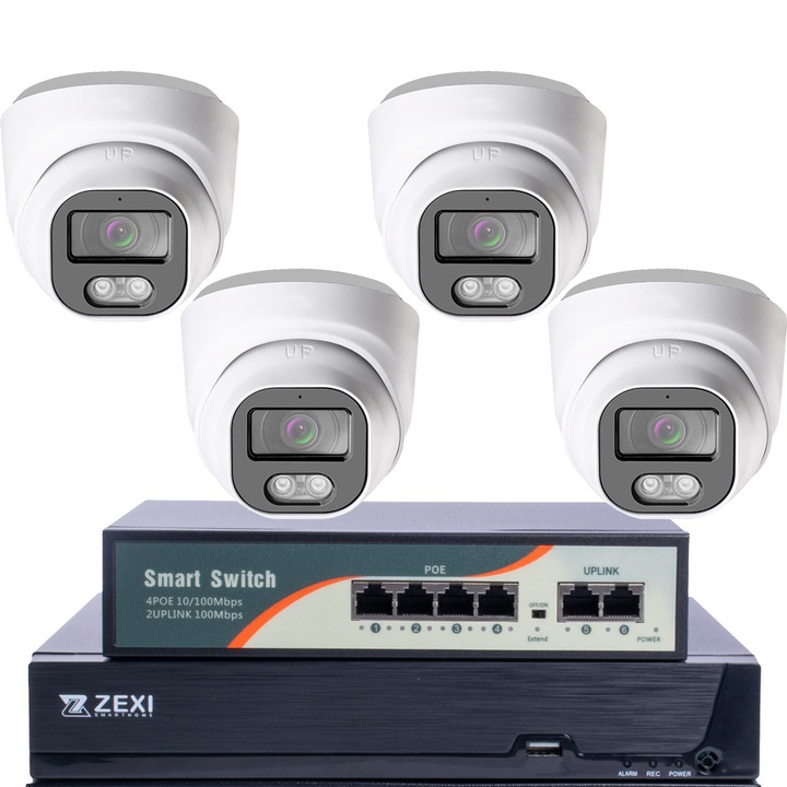 Kit Supraveghere 6 Camere 5MP (2K+) IR 30m Microfon exterior, 1920P, extensibil la 8, Complet, acces mobil, noapte/zi, OOGIS™ K5MX6ECR