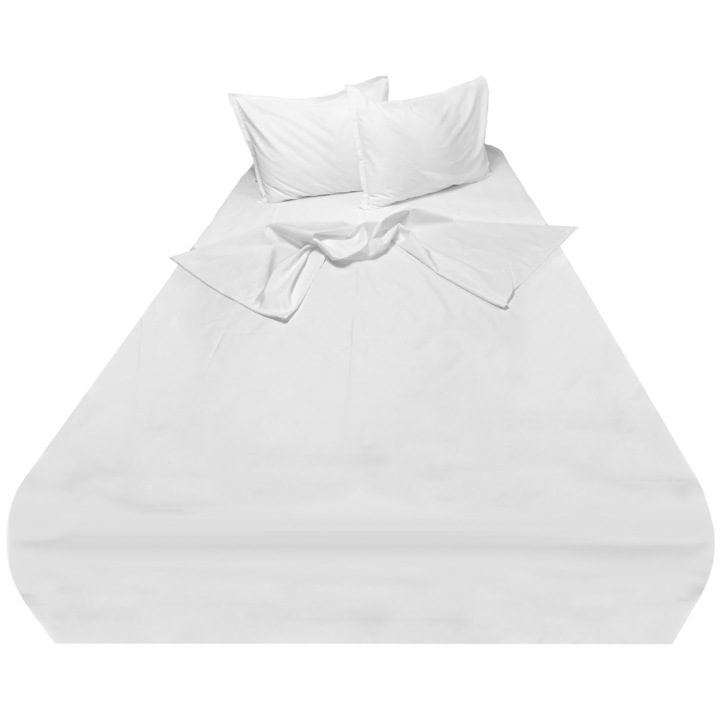 Единичен комплект спално бельо от три части бяло за матрак 90см от колекция "Монохром" от ранфорс памук Liz Line - LSR2
