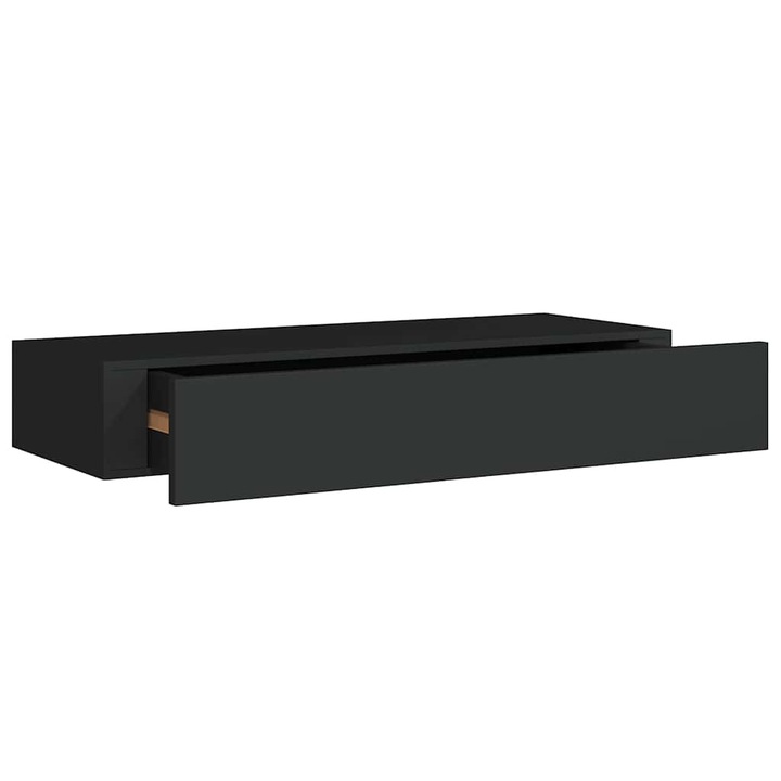 Dulap de perete cu sertar vidaXL, negru, 60x23,5x10 cm, MDF 4.4 kg