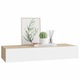 Dulap de perete cu sertar vidaXL, stejar si alb, 60x23,5x10 cm, MDF 4.4 kg