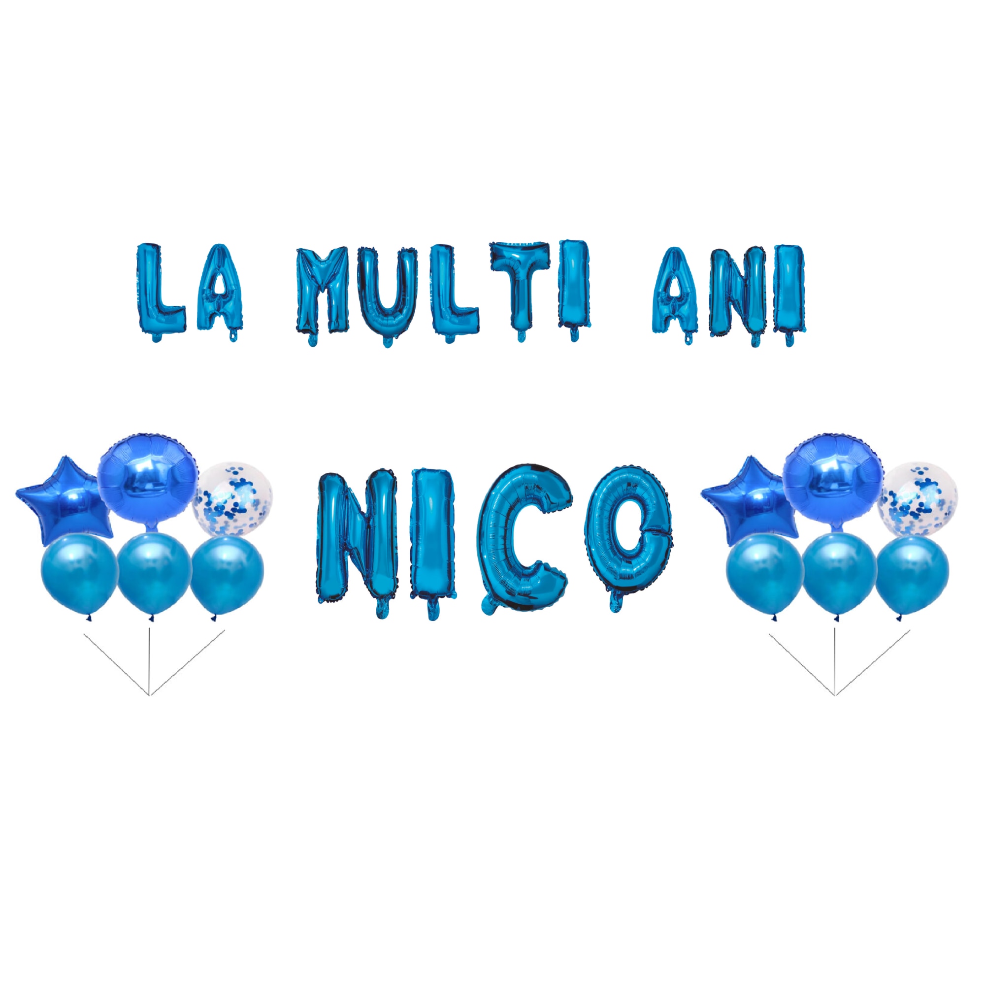 Set Baloane La Multi Ani Nico Cake Topper Albastru 35buc Emagro