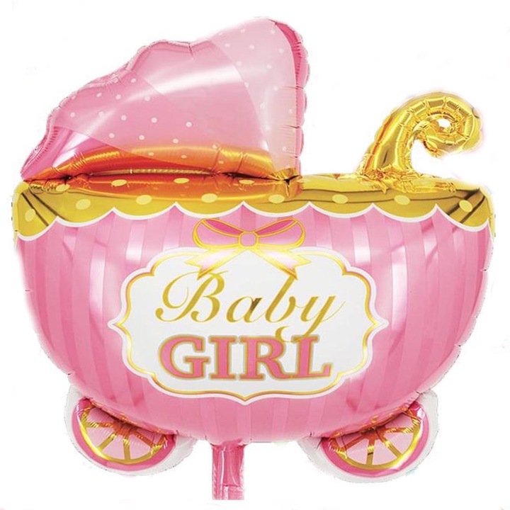 Balon folie figurina, carucior, baby girl, 52.5 cm x 67.5 cm, multicolor