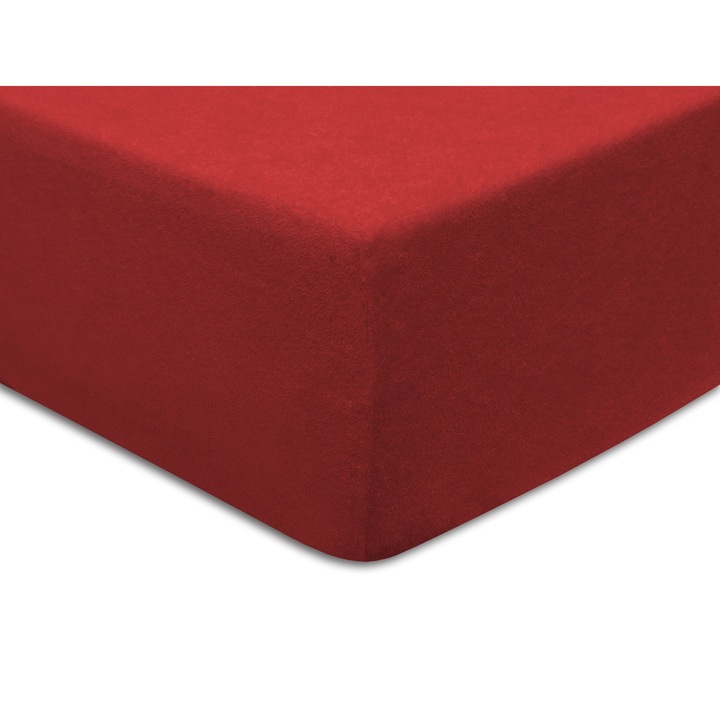 Cearceaf pat, Terry 023, Bumbac/Poliester, 90 x 200 cm, Cu elastic, Rosu