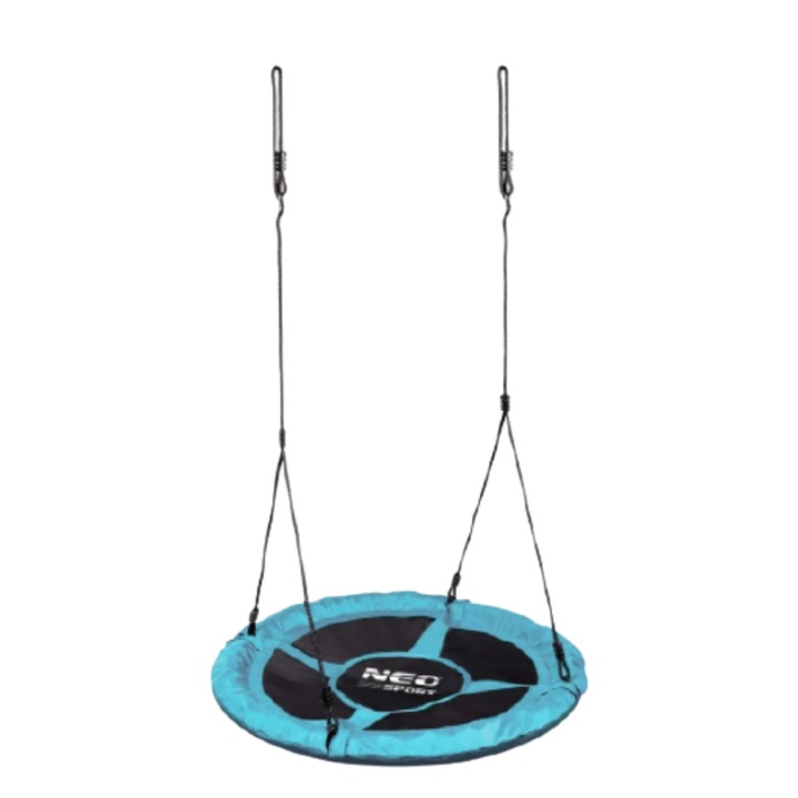 Leagan tip cuib pentru copii XXL 95 cm, cadru din otel, husa impermeabila si rezistenta din material Oxford 600D, greutate suportata 150 kg Neo-Sport Turcoaz