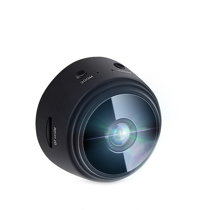 Mini camera supraveghere A9, Zggzerg, Wireless, 1080P, 500 mAh, Senzor miscare, Vedere nocturna, Negru