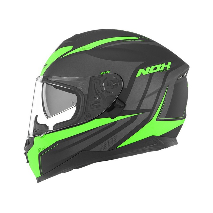 Casca moto integrala Nox Shape negru/verde XL