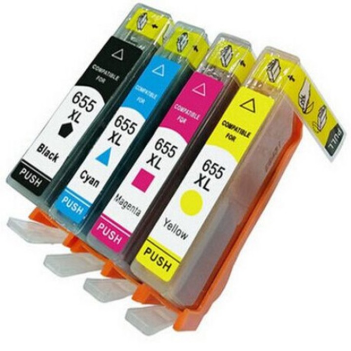 Set 4 cartuse compatibile HP 655XL Black, Cyan, Magenta, Yellow