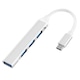 USB HUB Techstar® Diviso, USB Type-C la 4 x USB 3.0, Aluminium, Compact, Usor, OTG, Argintiu