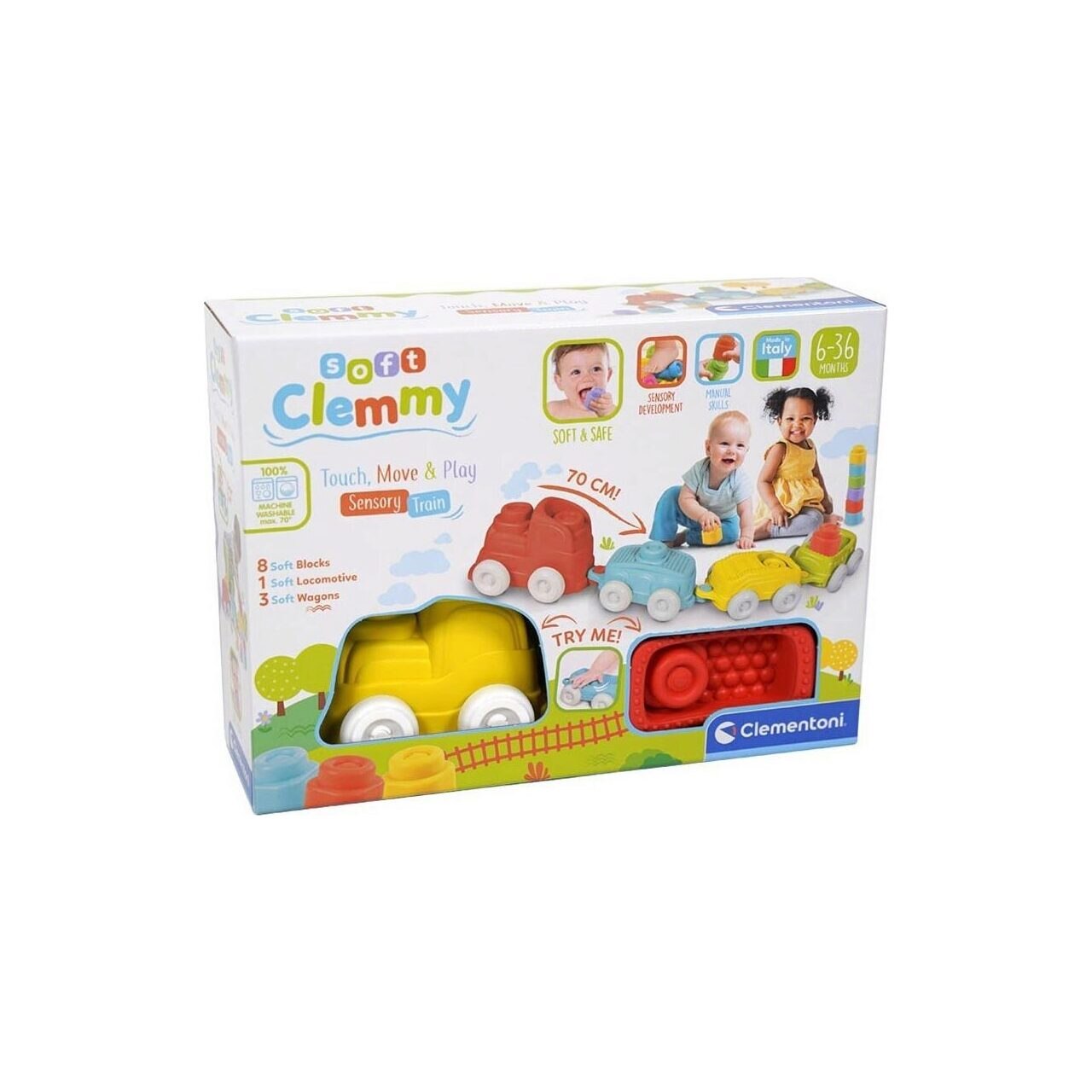 Set cuburi moi pentru bebelusi, Soft Clemmy - Trenulet senzorial ...
