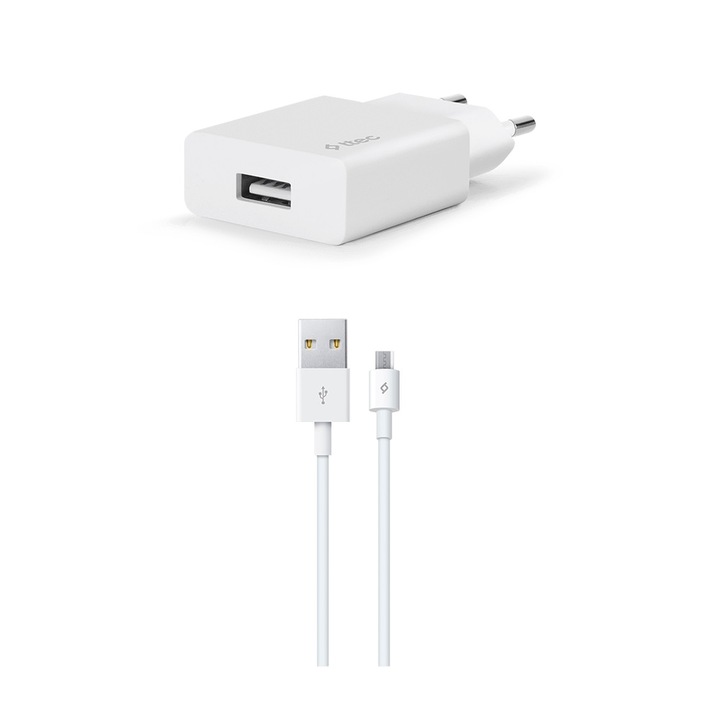 Зарядно устройство ttec, 220V. SmartCharger, 2,1A, Micro USB Cable, Бяло