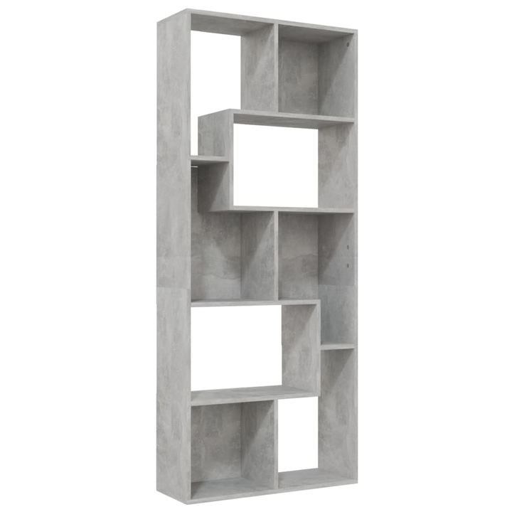 Biblioteca vidaXL, gri beton, 67x24x161 cm, lemn prelucrat, 22.5 kg