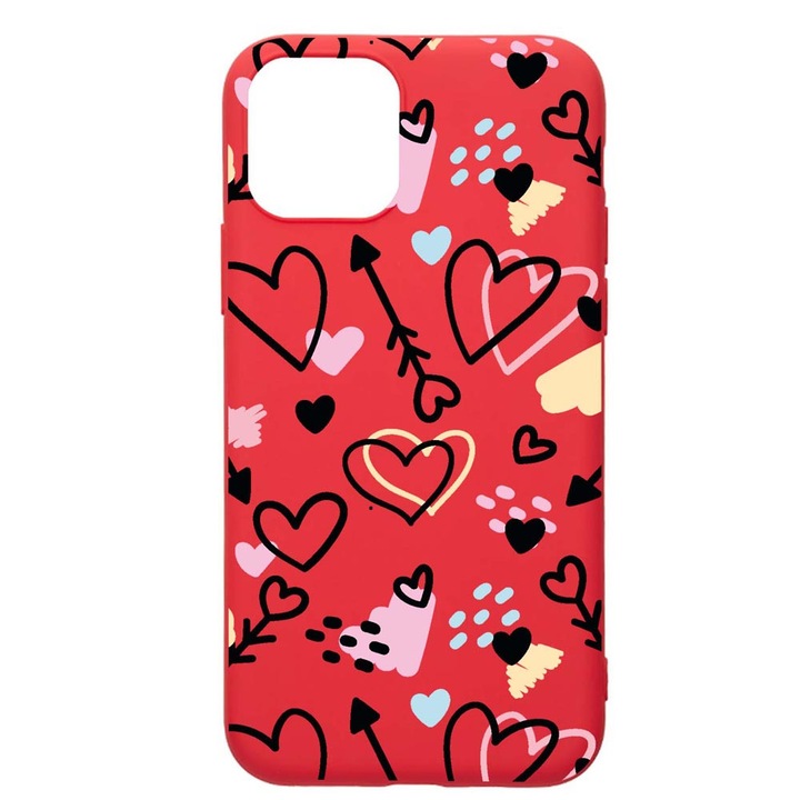 Протектор, съвместим с Apple iPhone 12 Max, устойчив на износване, силикон, червен, R764