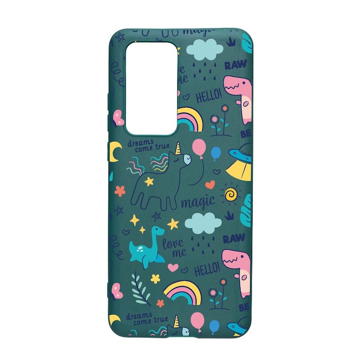 Szilikon védőtok, Samsung Galaxy S10 Lite / Galaxy A91, Unicorn - Dreams Come True, ForestGreen, FG759