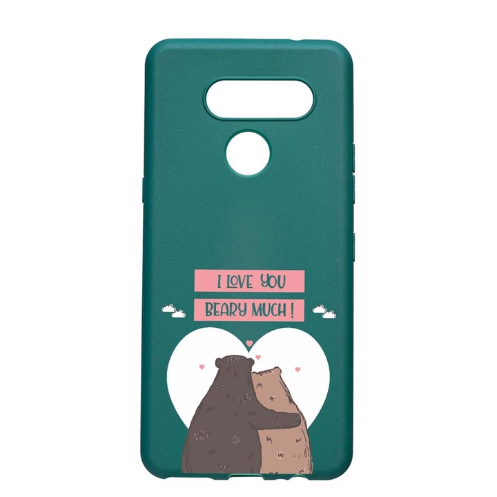 Силиконов калъф, съвместим с LG K50s, I Love U Beary Much!, устойчивост на износване, противоплъзгащ се, ForestGreen, FG766