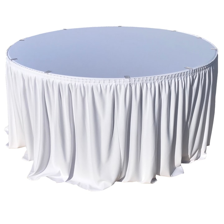 Abrosz, vendéglátó asztalszoknya, rendezvények, kerek CULINARO 180xH74cm, fehér, L 565cm