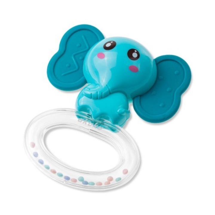 Интерактивна играчка BabyMix, Akuku, Пластмаса/Силикон, Без бисфенол А, Модел на слон, Син