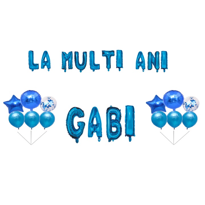 Születésnapi lufi szett Gabi, Tortafedő, Kék, 35 db