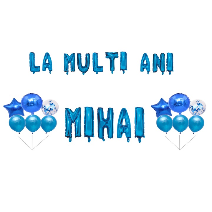 Boldog születésnapot Michael lufi szett, tortafeltét, kék, 35 db