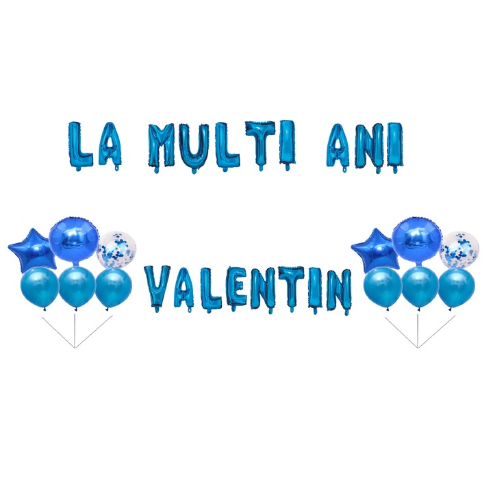 Boldog Valentin-napot lufi szett, tortafeltét, kék, 35 db