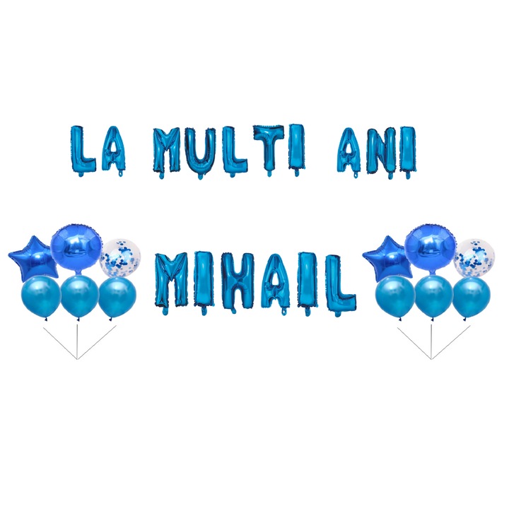 Boldog születésnapot Michael lufi szett, tortafeltét, kék, 35 db