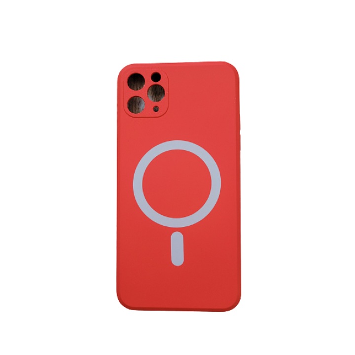 Калъфи SilIcon със защита на камерата MagSafe, съвместими с iPhone 11 Pro Max, Червени