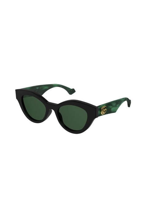Gucci, Ochelari de soare ovali cu lentile uni, Verde, Negru, 51-19-145 Standard