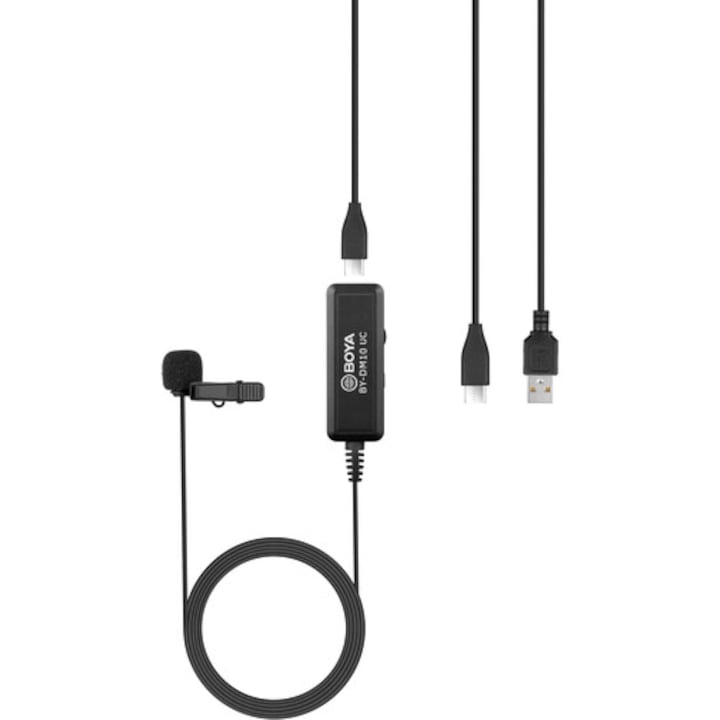 BOYA BY-DM10 UC omnidirekcionális digitális lavalier mikrofon USB Type-C és USB Type-A kábellel