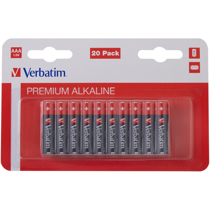 Baterii Verbatim, Alkaline, AAA, 20 buc