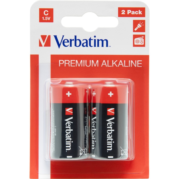 Baterii Verbatim, Alkaline, C, 2 buc