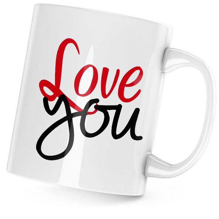 Cana personalizata ceramica alba "Cadou Valentine's Day Ziua Indragostitilor Love You" , 330 ml