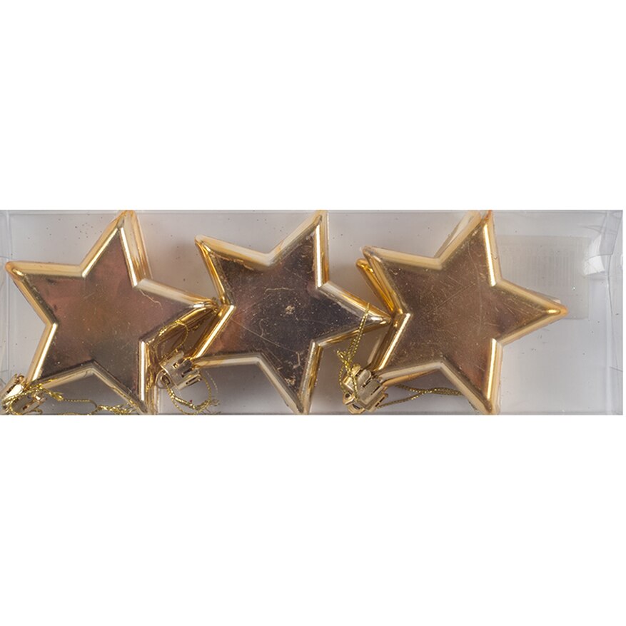 Set 6 globuri eNoelle, model stelute, auriu, diam. 6 cm