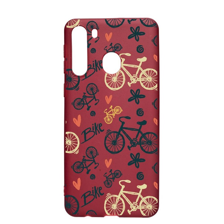 Husa Silicon Compatibila cu Samsung Galaxy A21, Bike Love, rezistenta la uzura, anti-alunecare, Pomegranate, PG781