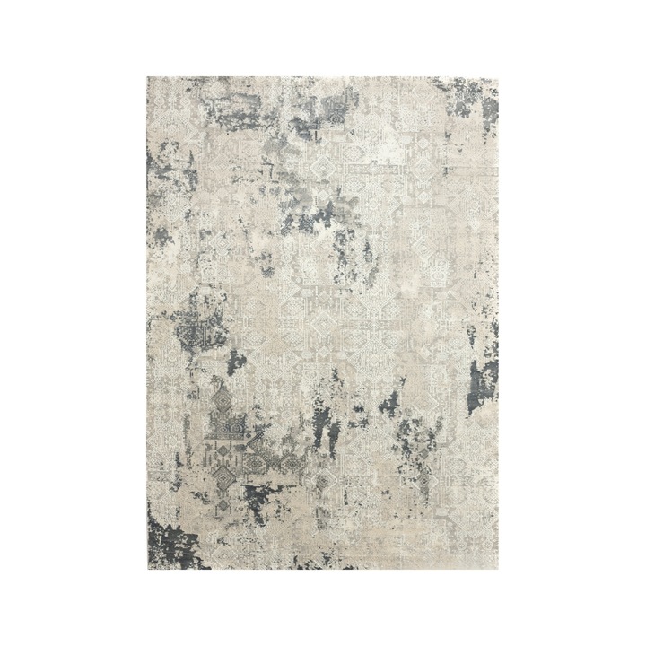 Covor din poliester, Colectie sila lux, stil modern, model 2953A, culoare Gri/Albastru 100 x 200 cm