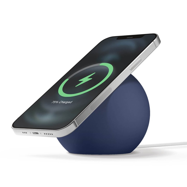 Elago MS2 Charging Stand for MagSafe - силиконова поставка за безжично зареждане на iPhone чрез поставяне на Apple MagSafe Charger (тъмносин)