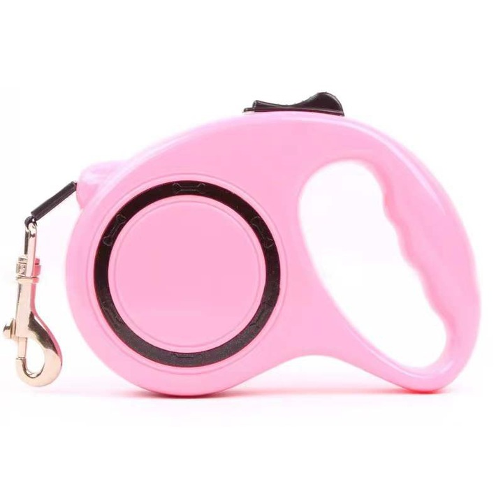 Lesa retractabila, Nylon/Plastic, 15 kg, 5 m, Roz