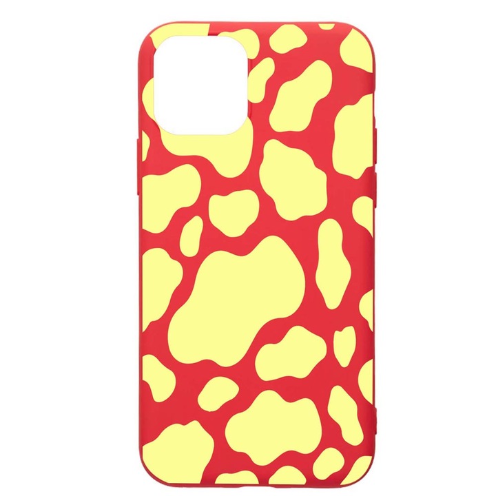 Husa Silicon Compatibila Cu Apple iPhone 12 Mini, Yellow Cow, rezistenta la uzura, anti-alunecare, Red, R787